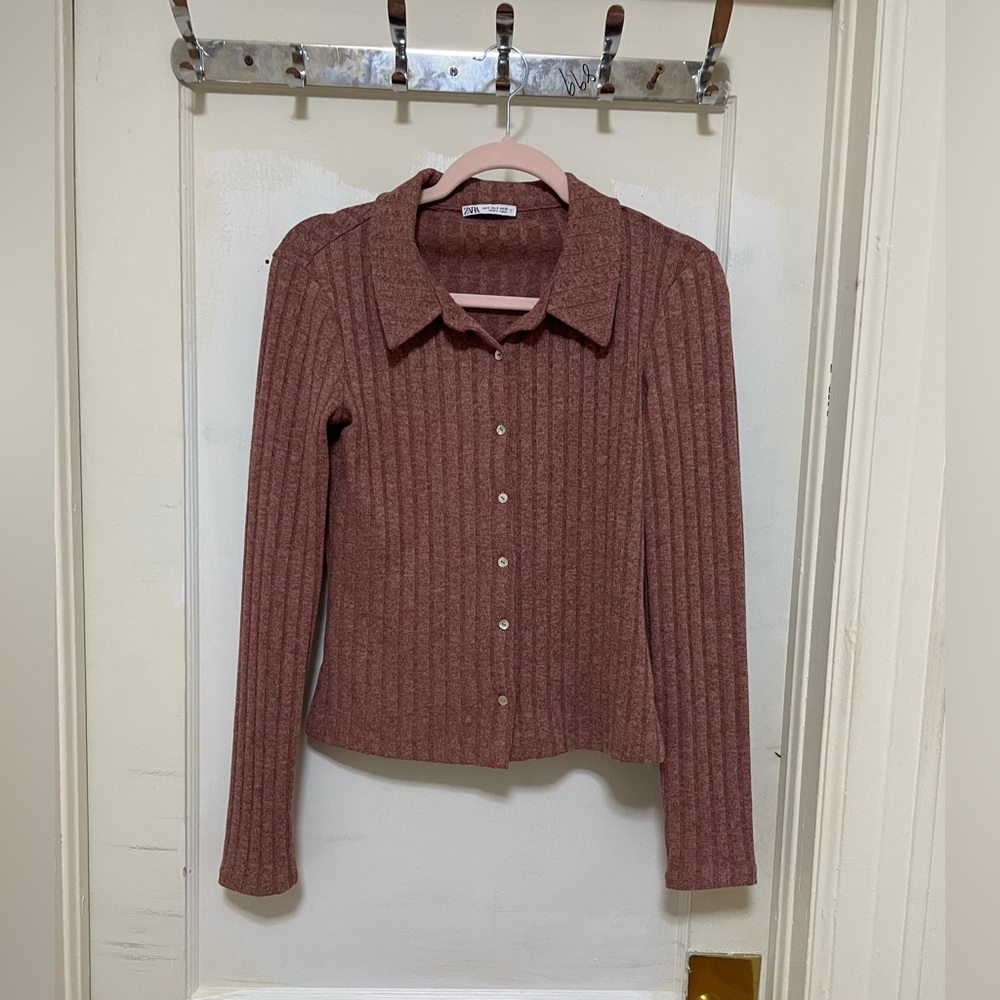 Zara Red Button Top